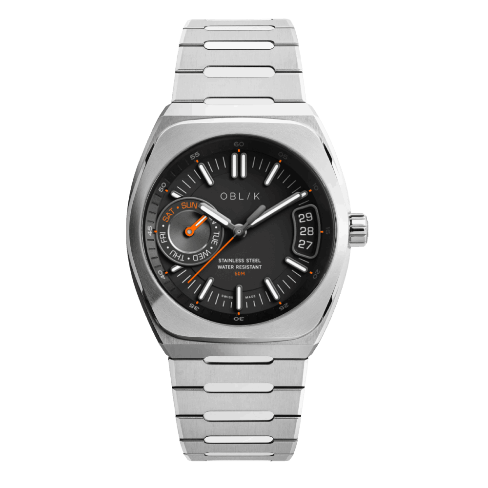 OBLIK NOVA - STEEL integrated bracelet day-date watch