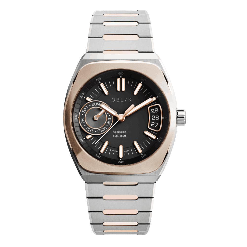 OBLIK NOVA - TWO TONE integrated bracelet day-date watch